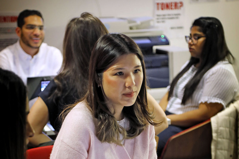 Masters students in a classroom